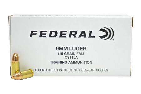 9MM 115 GR FMJ TRAINING AMMUNITION 50/BOX