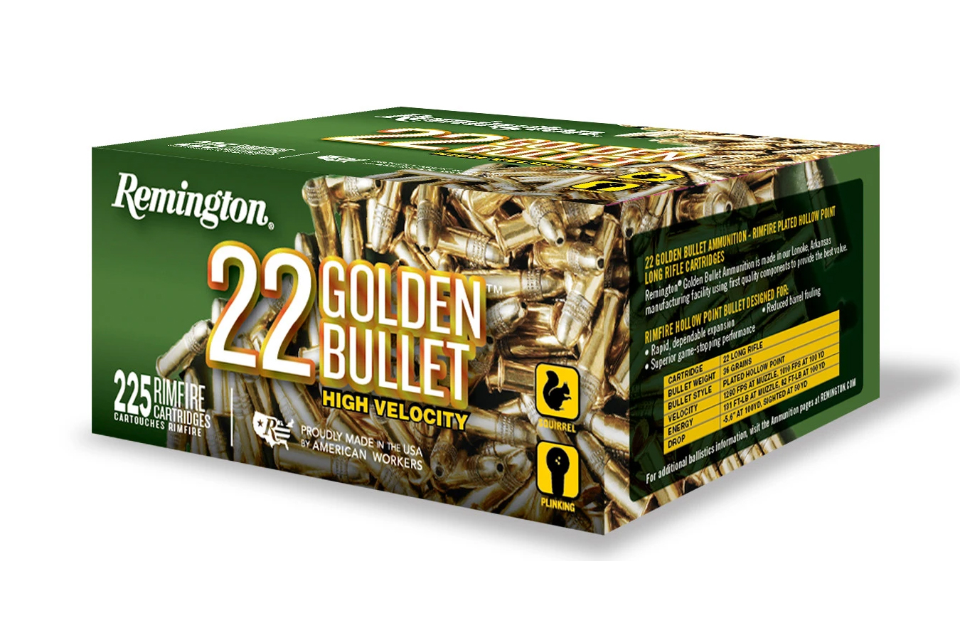 Remington 22 LR 36 gr Golden Bullet High Velocity HP 225/Box