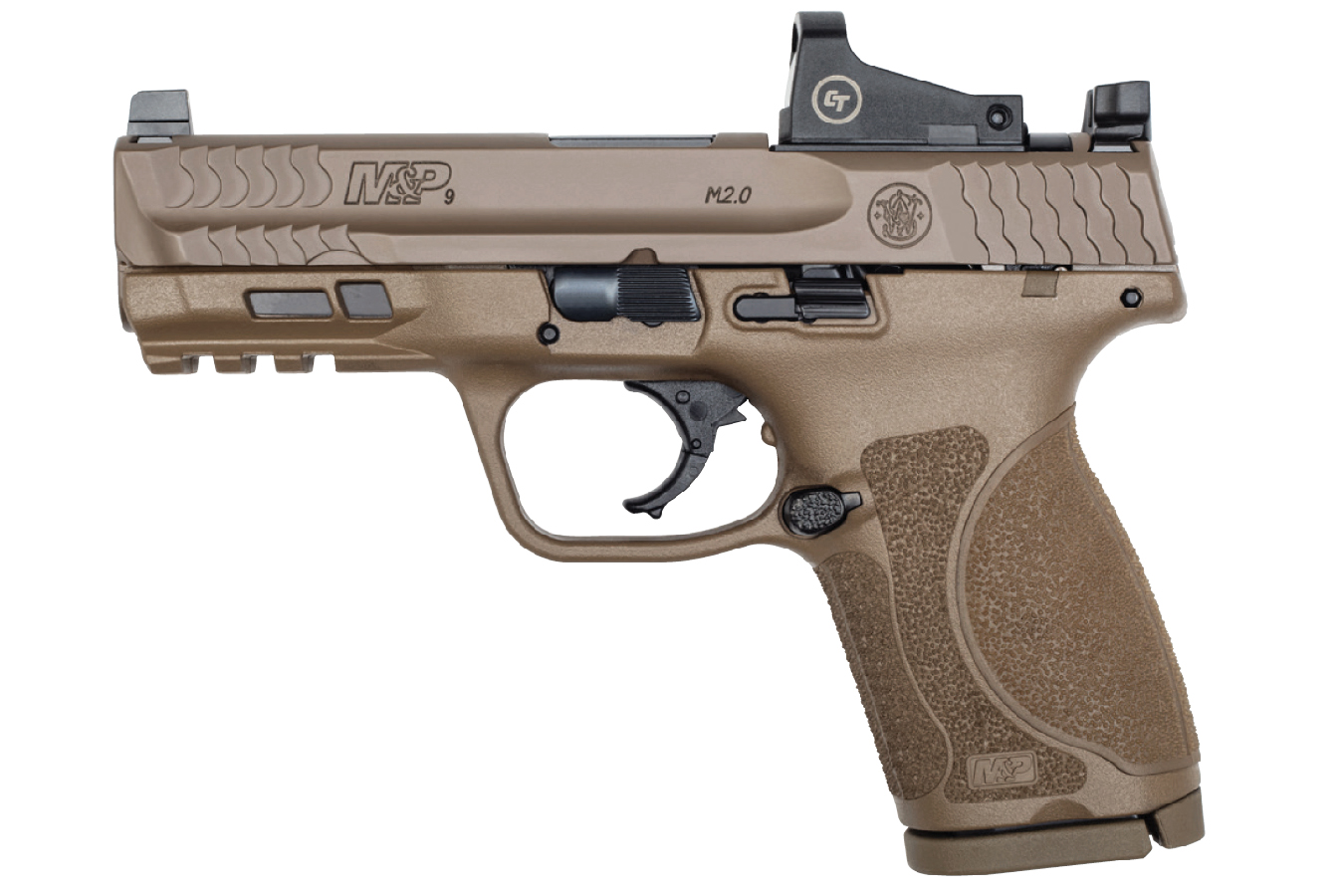 Smith & Wesson M&P9 M2.0 Compact 9mm FDE Pistol with Crimson Trace Red Dot Reflex Sight