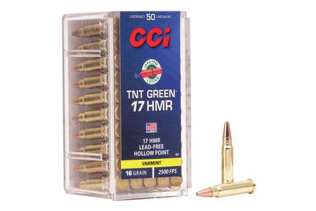 17 HMR 16 GR LEAD-FREE HOLLOW POINT TNT GREEN 50/BOX