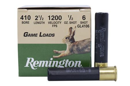 410 BORE 2.5 IN 0.5 OZ 6 SHOT GAME LOADS 20/BOX