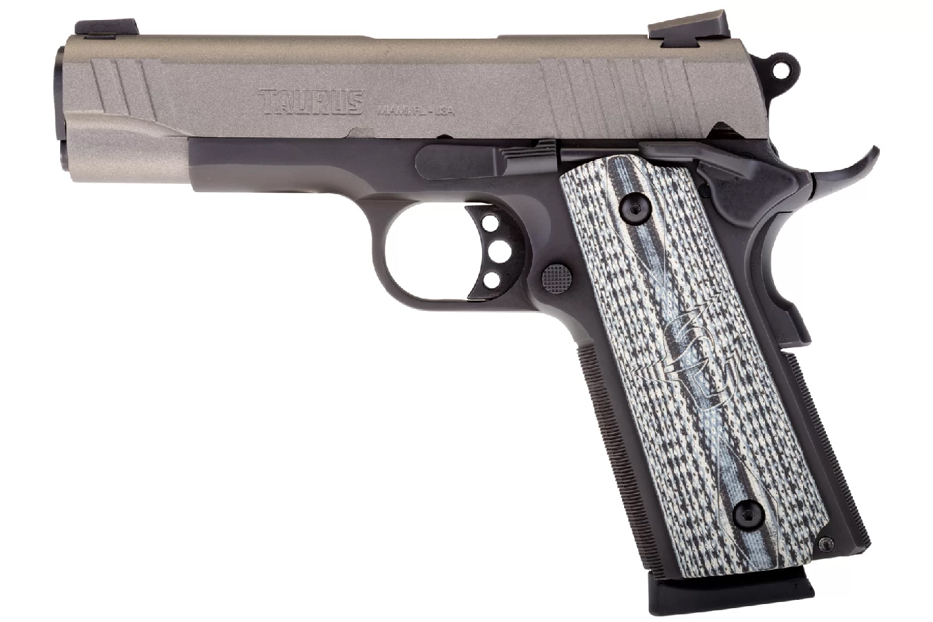 TAURUS 1911 Commander 45 ACP Pistol with Tungsten Gray Cerakote Finish and VZ Grips