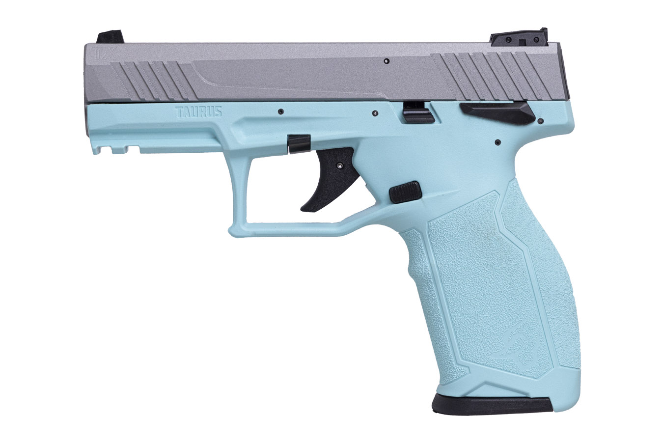 TAURUS TX22 22LR Rimfire Pistol with Cyan Frame and Satin Nickel Slide