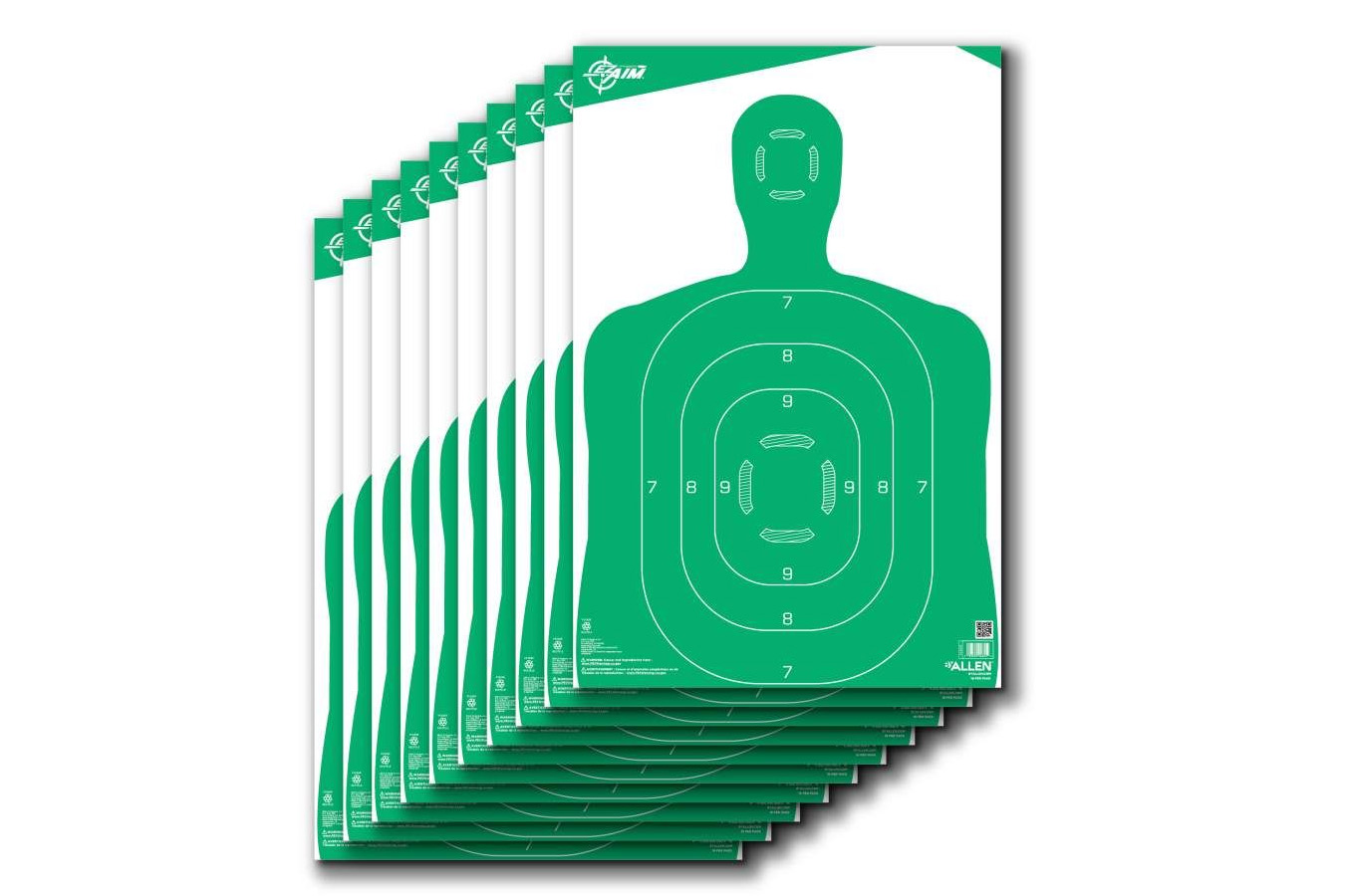 ALLEN COMPANY EZ AIM 12x18 Silhouete Green, 10-Pack