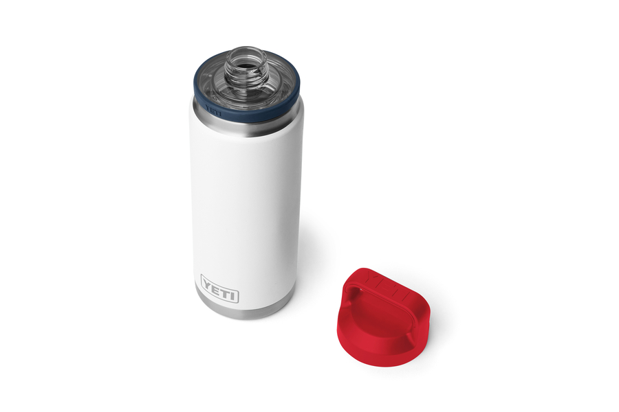 YETI COOLERS Rambler 26 oz Bottle with Chug Cap - White, Navy, Rescue Red