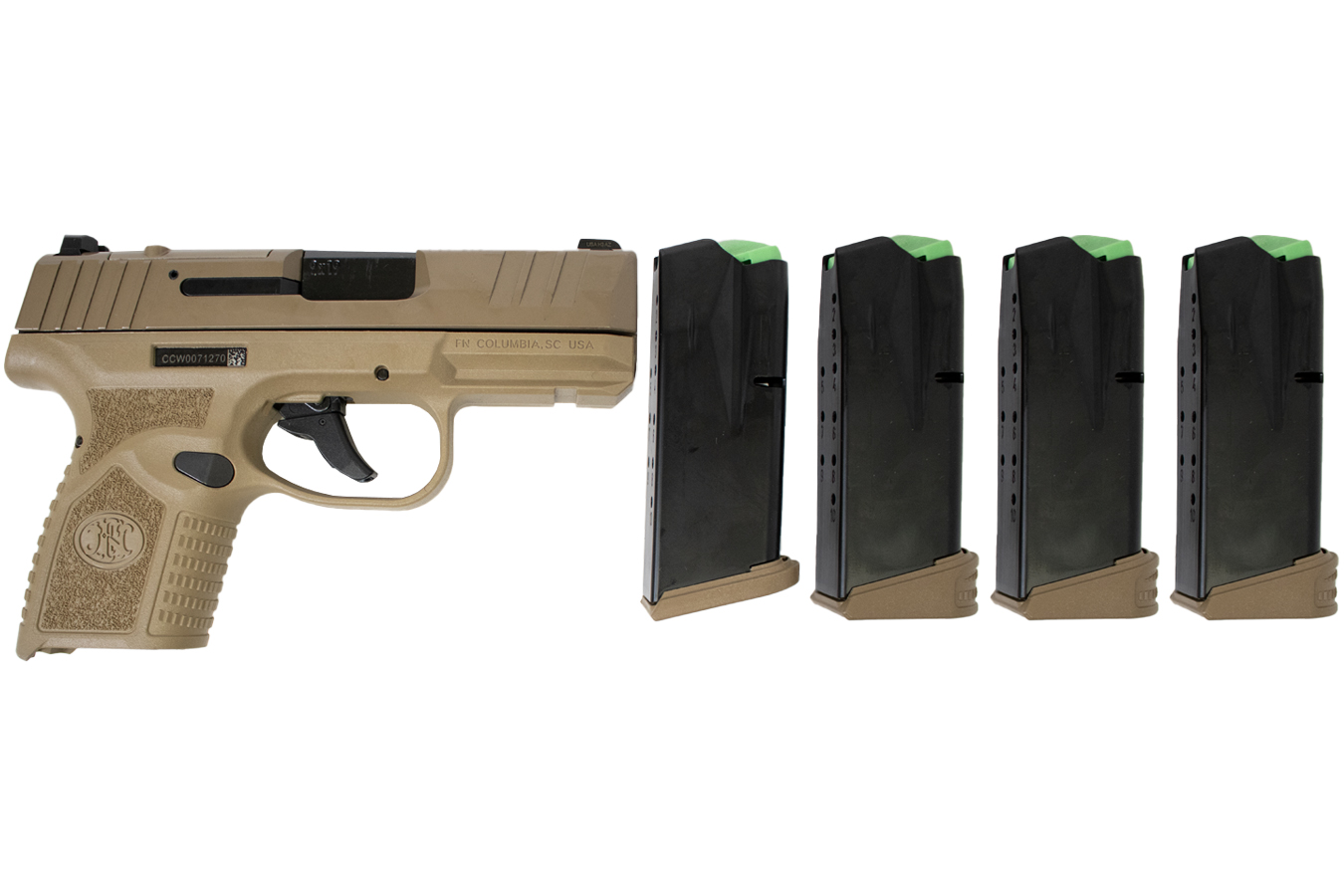 FNH Reflex MRD 9mm Optic Ready Pistol with Four 10-Round Magazines and Viridian Gree