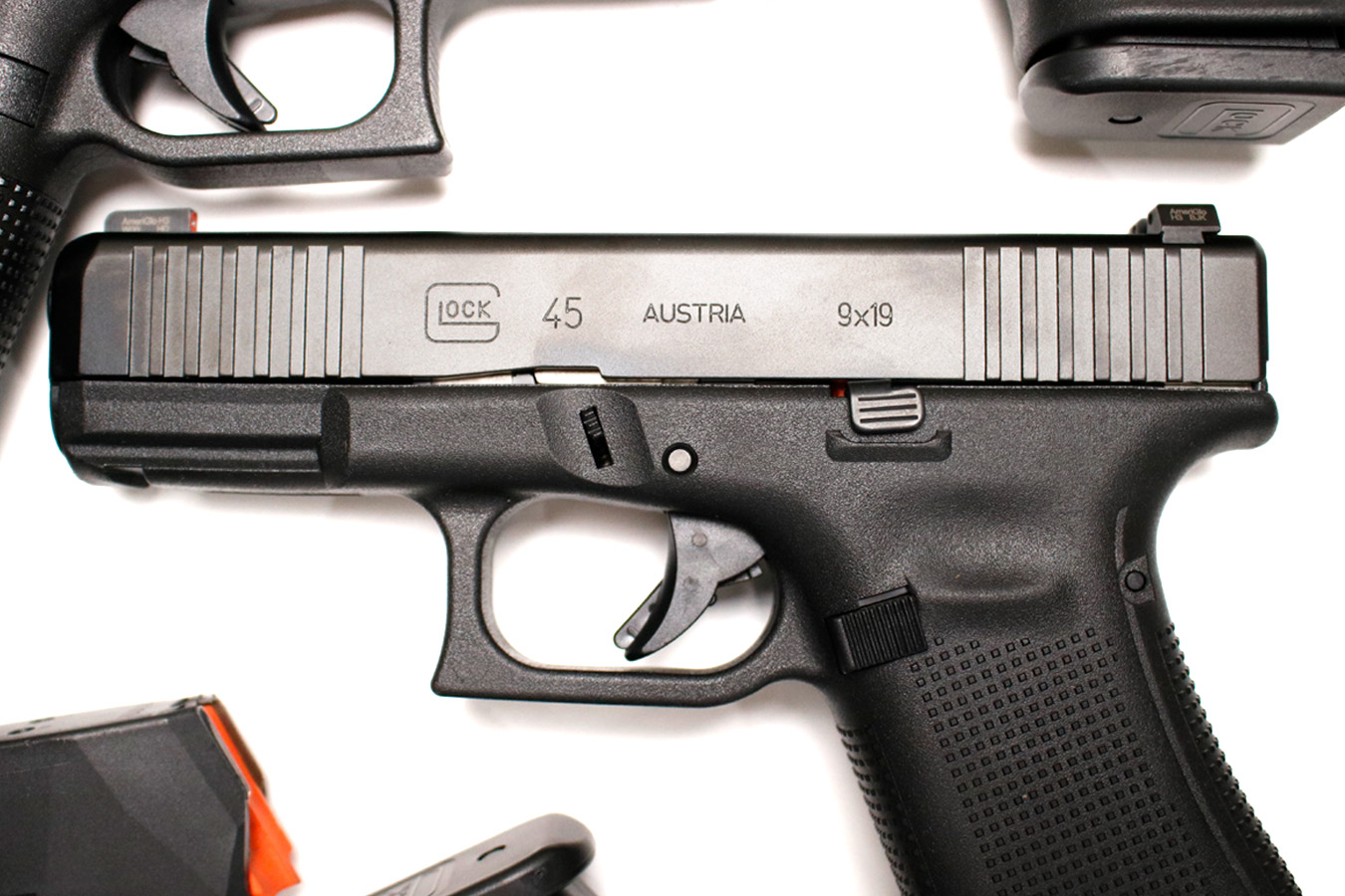 GLOCK 45 9mm New In Box Unissued Police Trade-in Pistols with AmeriGlo Night Sights