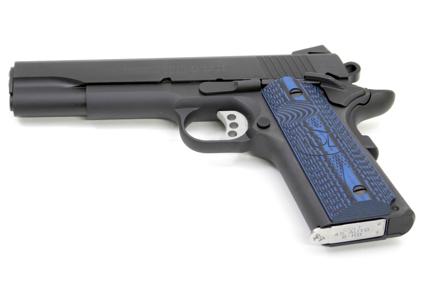 COLT 1911 Series 70 Competition 45 ACP Pistol with G10 Checkered Blue Grips