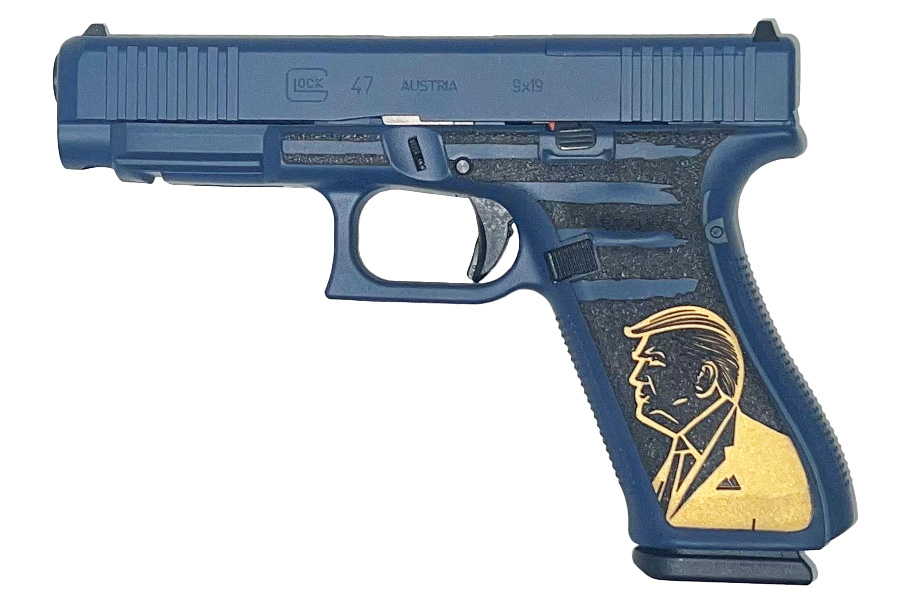 GLOCK 47 MOS 9mm Custom Trump Edition Pistol with Blue Finish and Presidential Seal