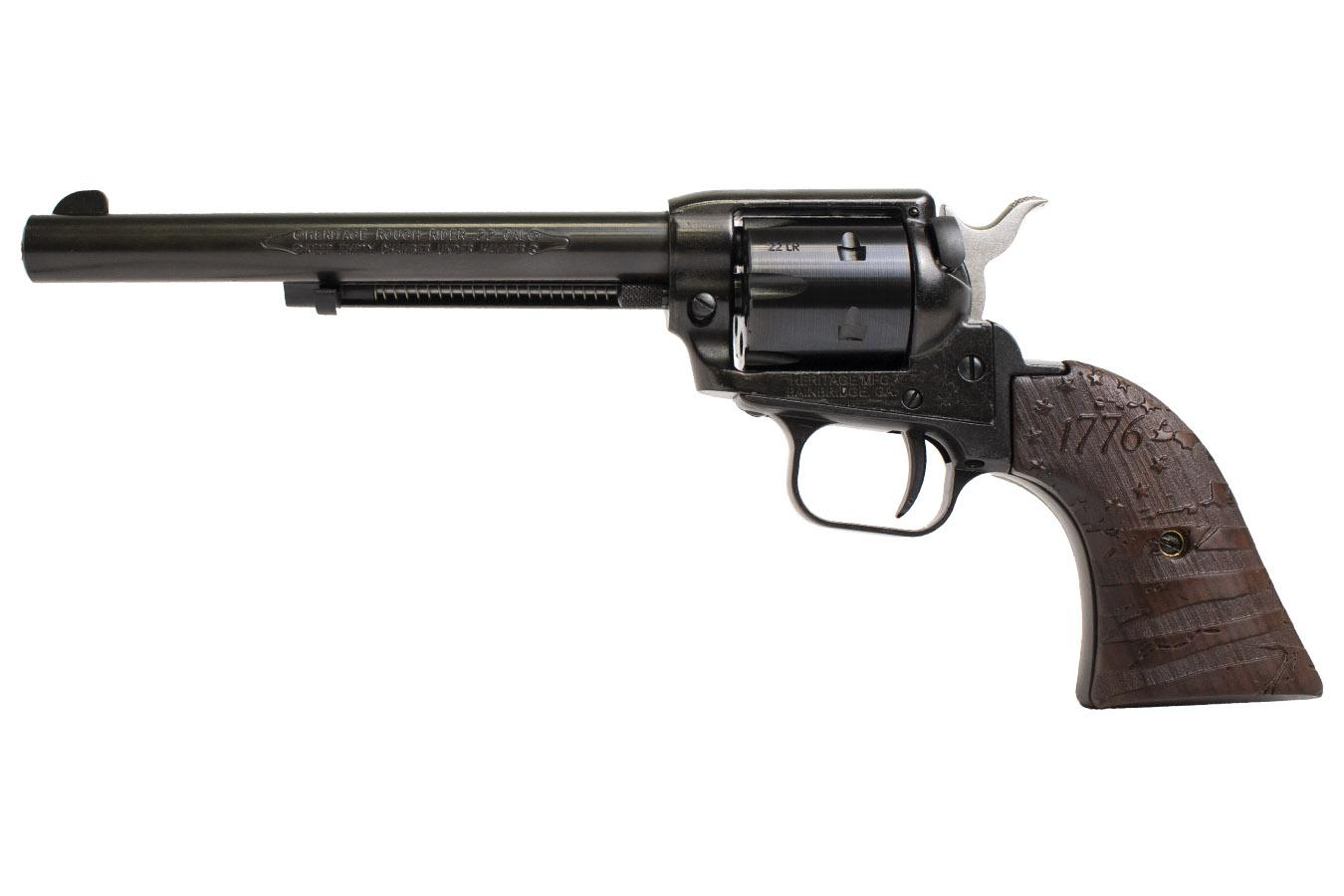 HERITAGE Rough Rider 22LR Rimfire Revolver with 6.5 Inch Barrel and 1776 Flag Wood Grips