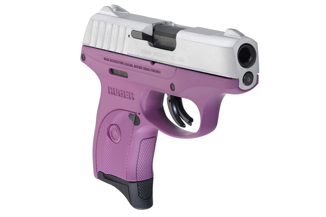 RUGER EC9s 9mm Carry Conceal Pistol with Purple Frame and Aluminum Cerakote Slide