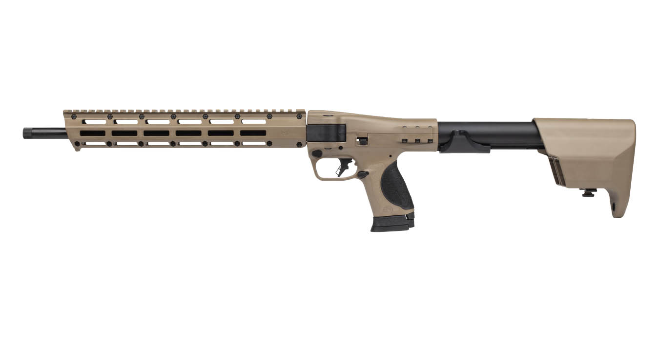 SMITH AND WESSON M&P FPC 9mm Flat Dark Earth (FDE) Folding Carbine with Threaded Barrel