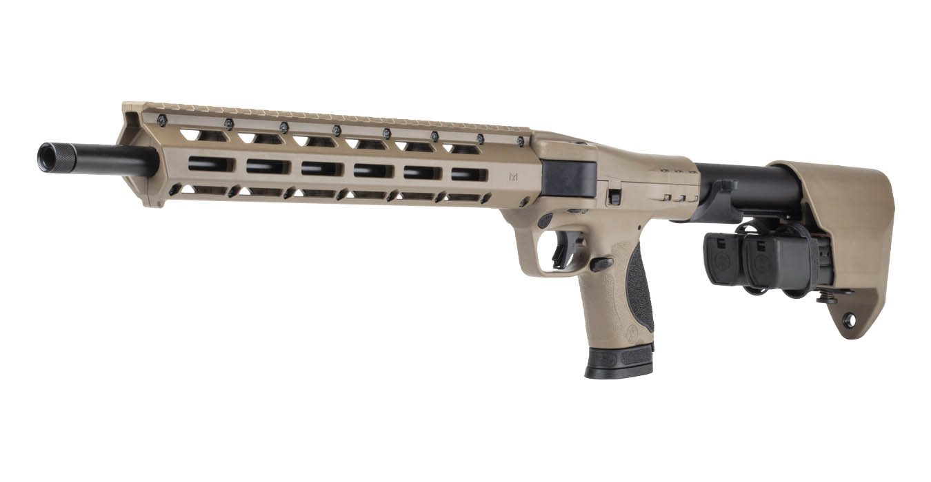 SMITH AND WESSON M&P FPC 9mm Flat Dark Earth (FDE) Folding Carbine with Threaded Barrel