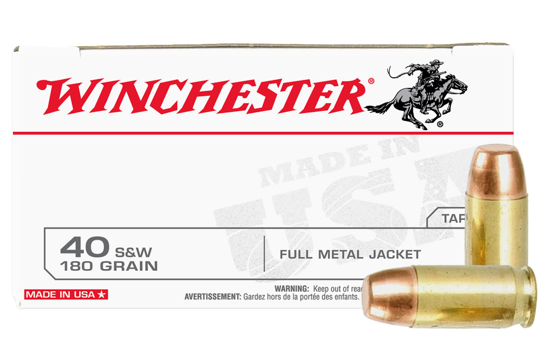 WINCHESTER AMMO 40 S&W 180 gr FMJ Police Trade-in Ammo 50/Box